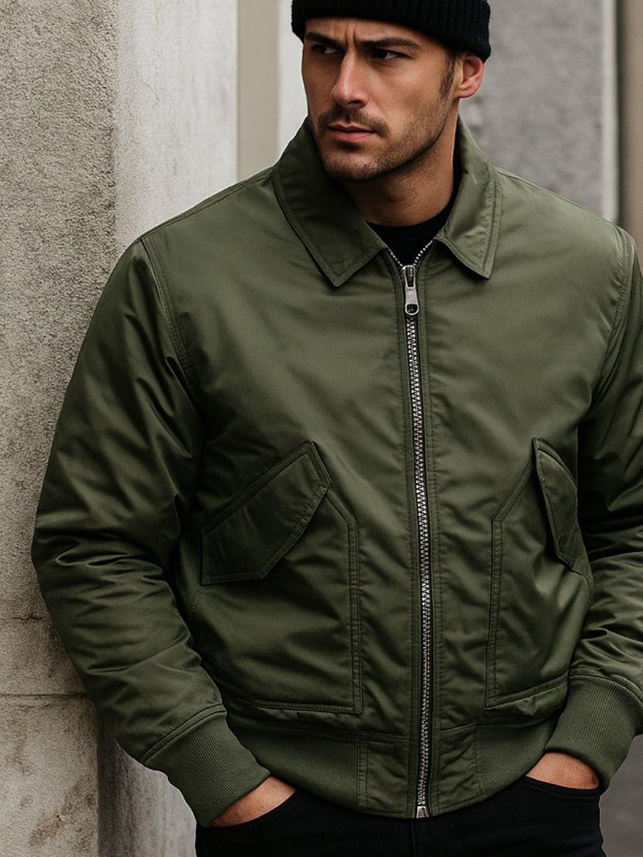 bomber matelassé homme vert-Atelier Matelassé
