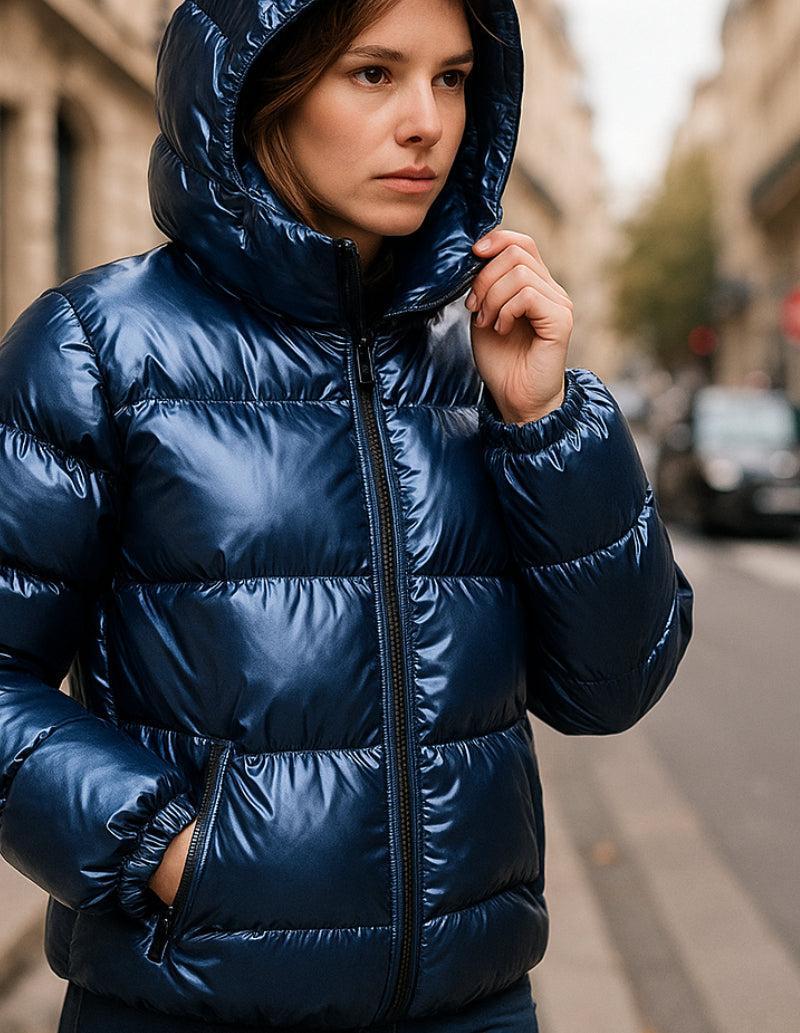 Doudoune Bleu Métal-Atelier Matelassé