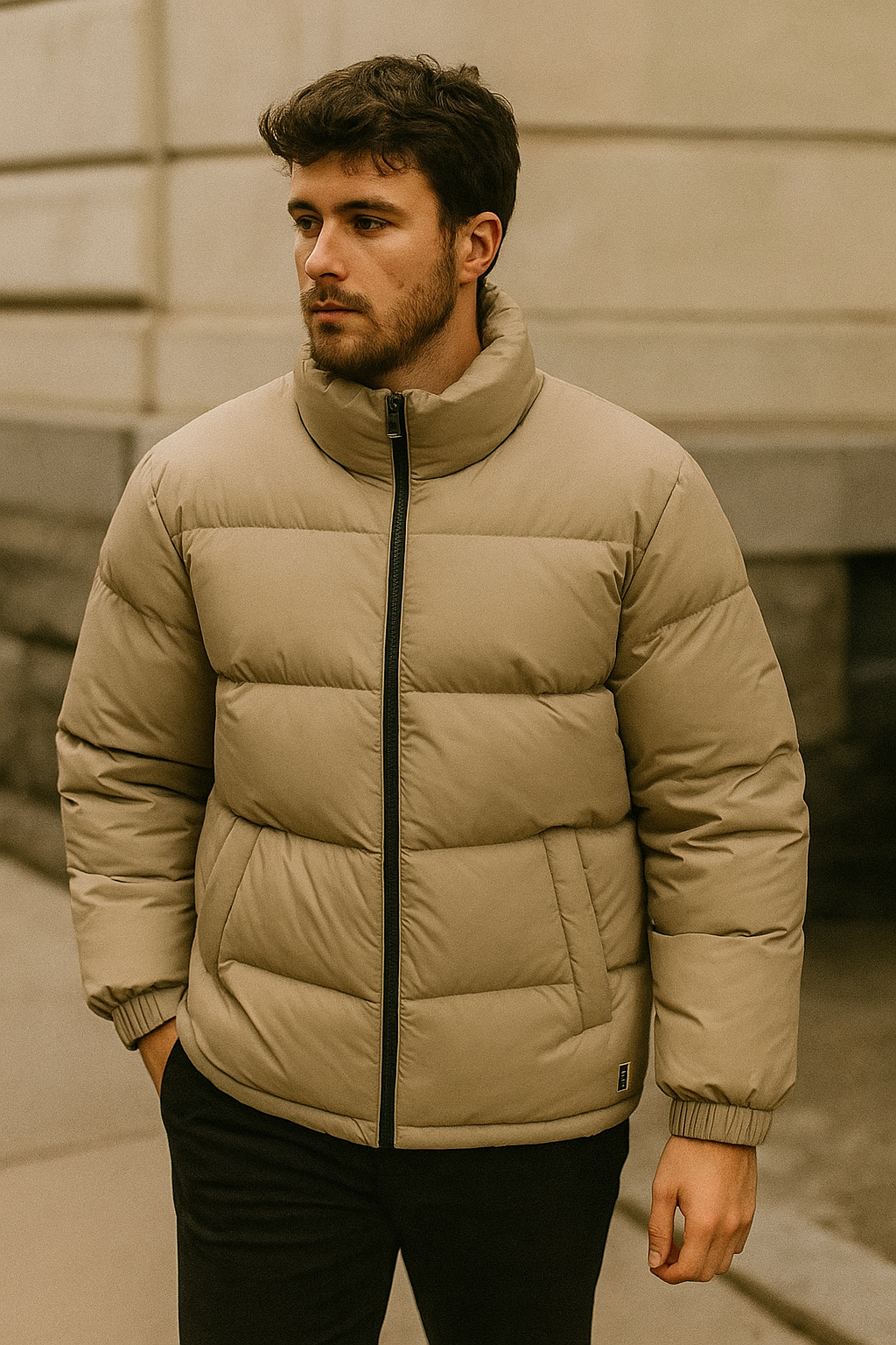 Doudoune beige homme-Atelier Matelassé