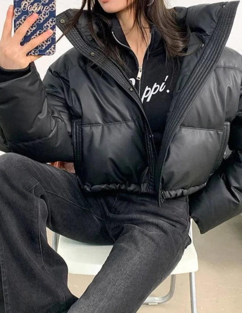 Doudoune courte femme noir-Atelier Matelassé