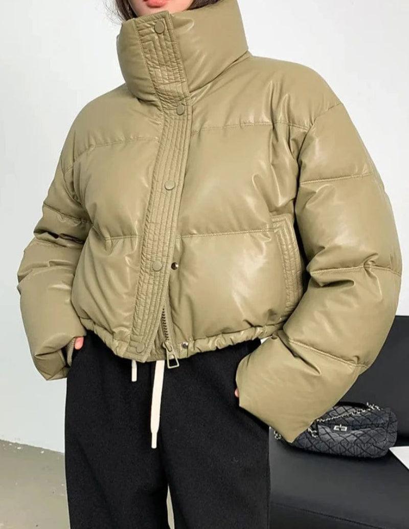 Doudoune courte kaki femme-Atelier Matelassé