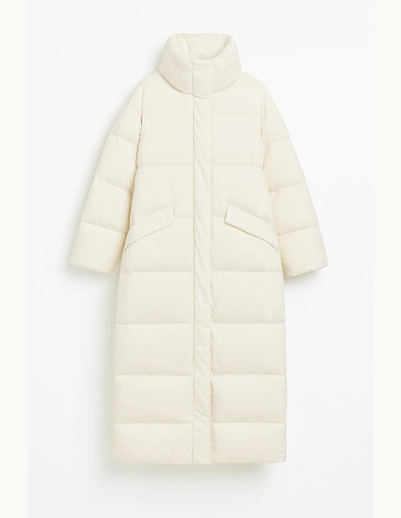Doudoune longue beige femme-Atelier Matelassé