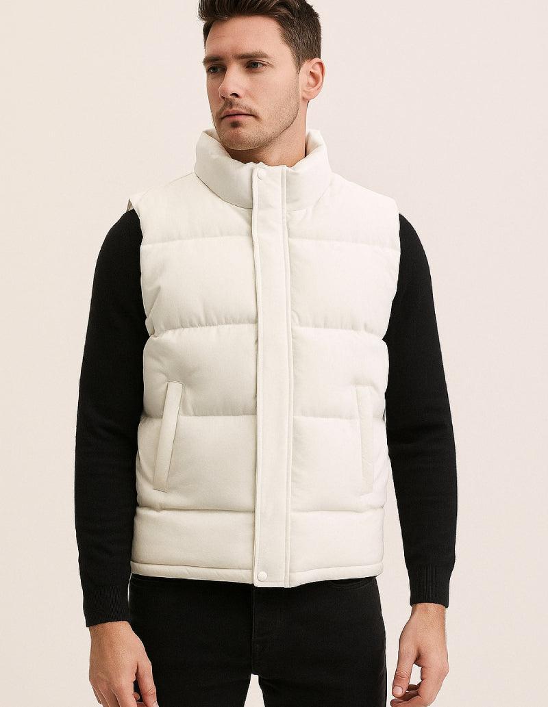 Doudoune sans manche blanche homme-Atelier Matelassé