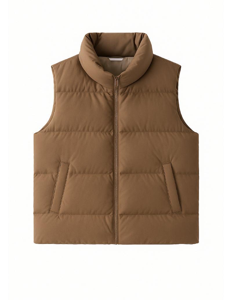 Doudoune sans manche marron femme-Atelier Matelassé