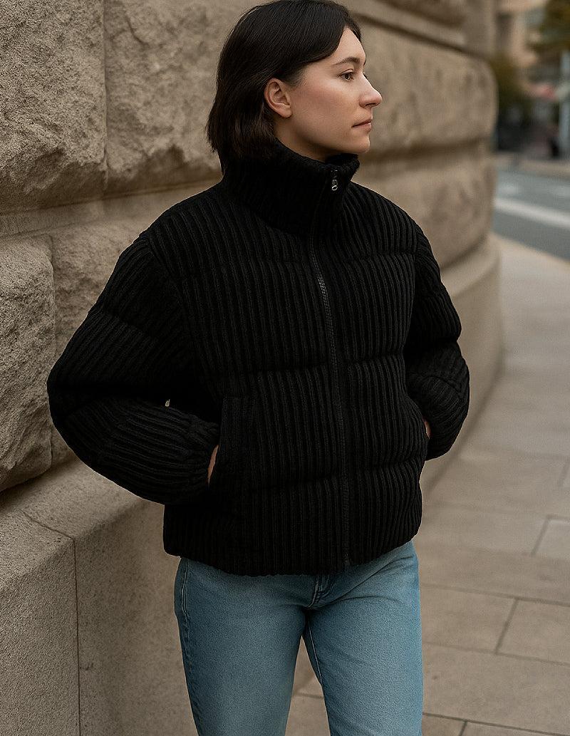 Doudoune velours noir femme-Atelier Matelassé