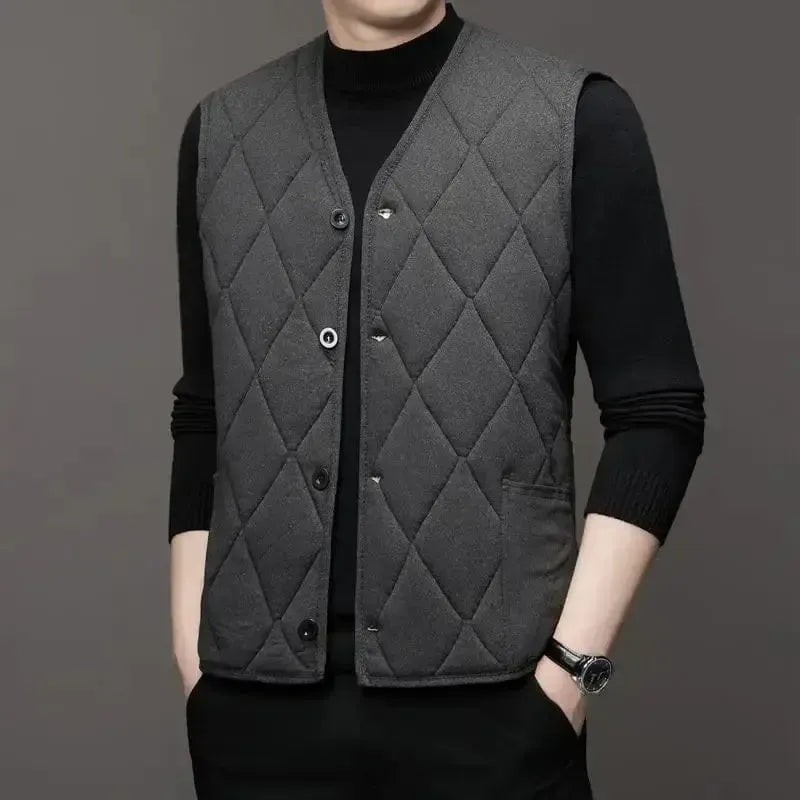 Gilet homme sans manche gris-Atelier Matelassé