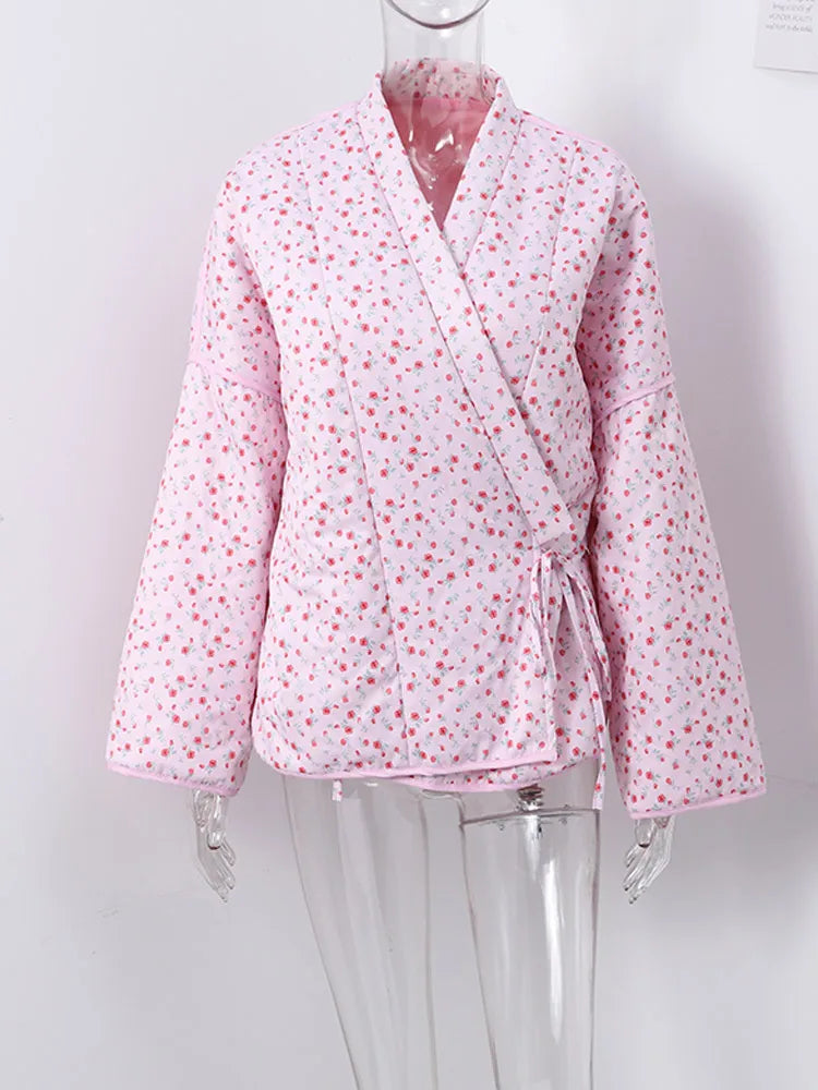 Veste fleurie rose