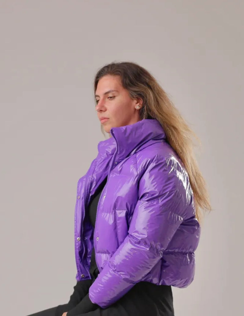 Doudoune brillante violette