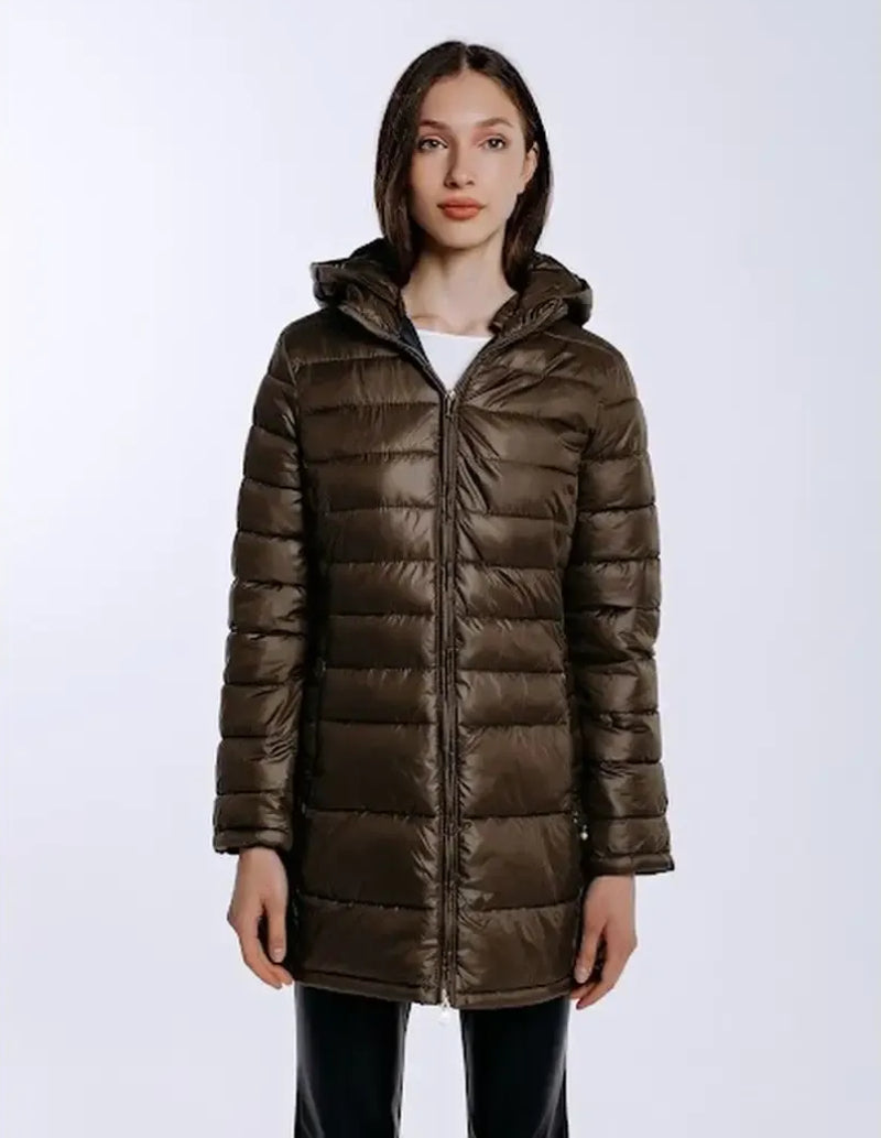 doudoune femme longue marron