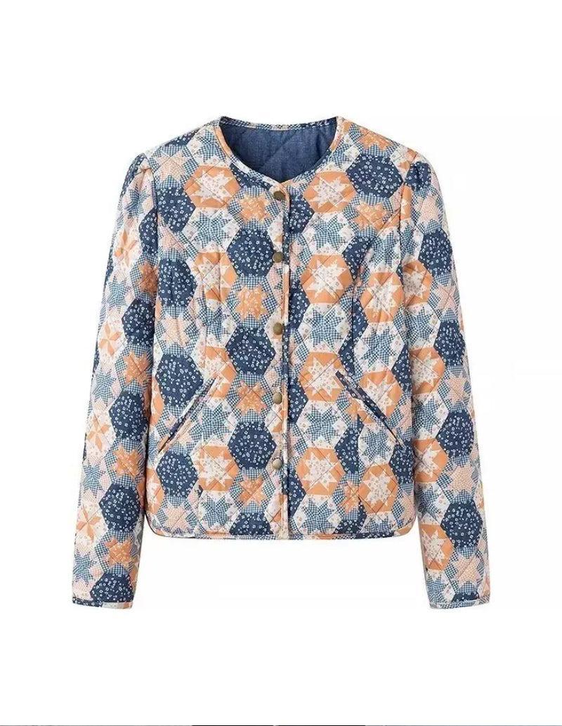 Veste matelassée Bleu réversible-Atelier Matelassé