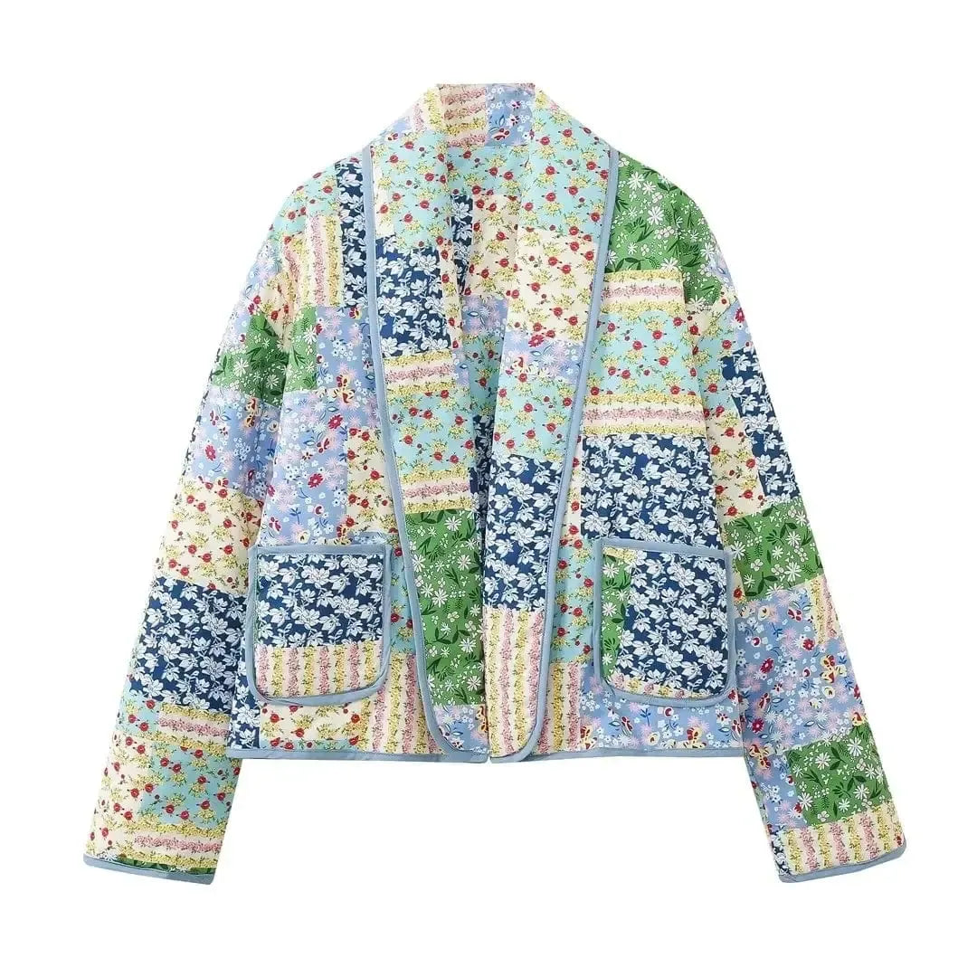 Veste matelassée patchwork fleurie-Atelier Matelassé