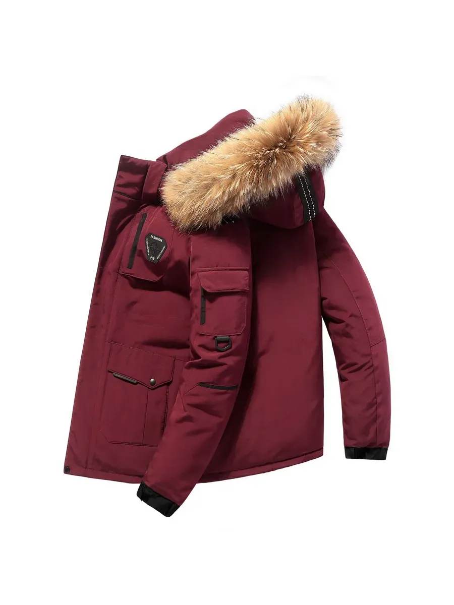 doudoune homme fourrure bordeau