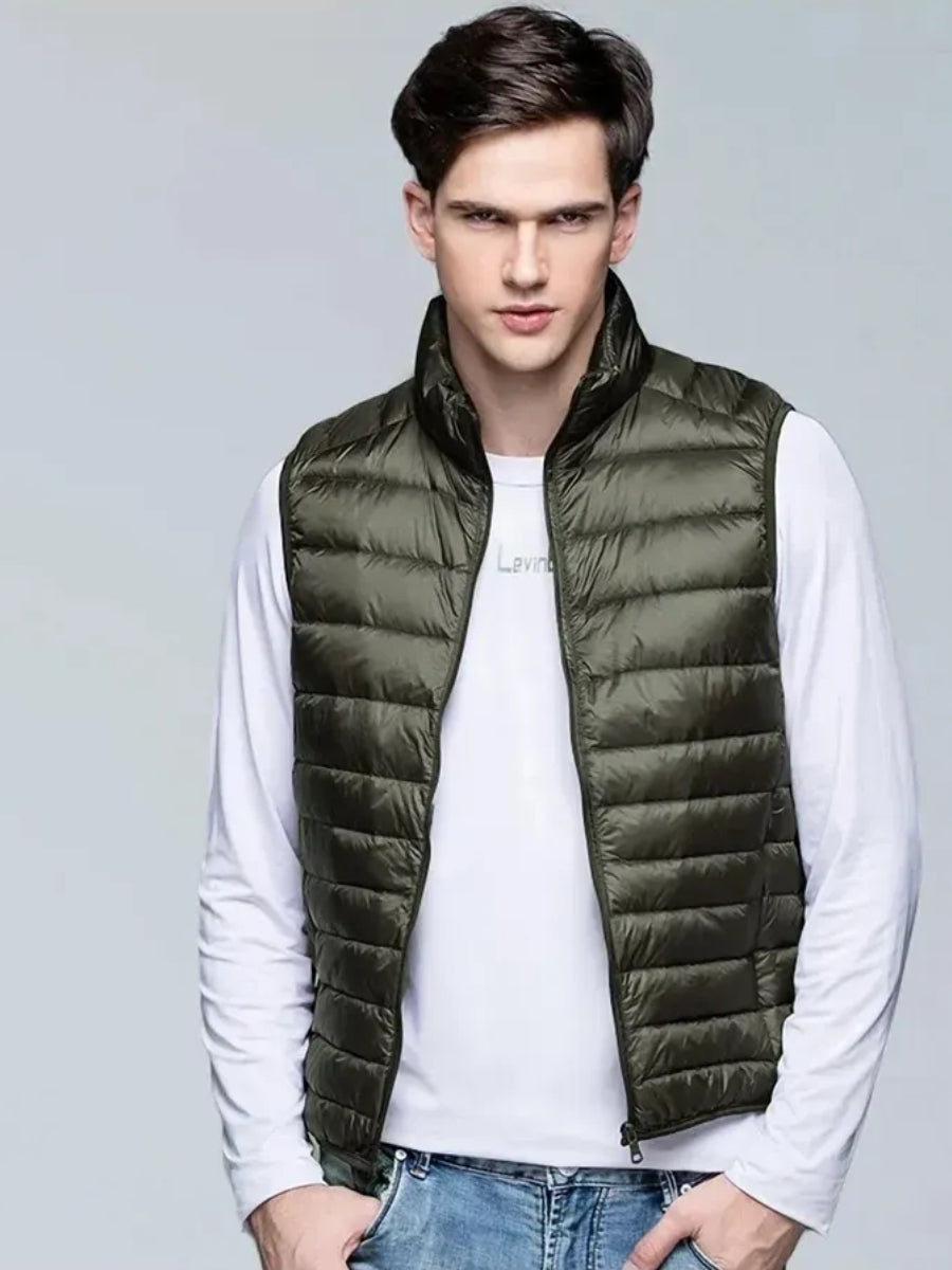 doudoune homme sans manche marron