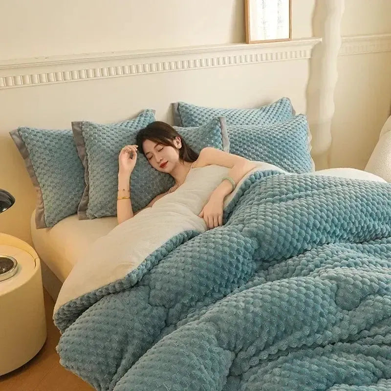 Couverture matelassée Gaufrée Bleu-Atelier Matelassé