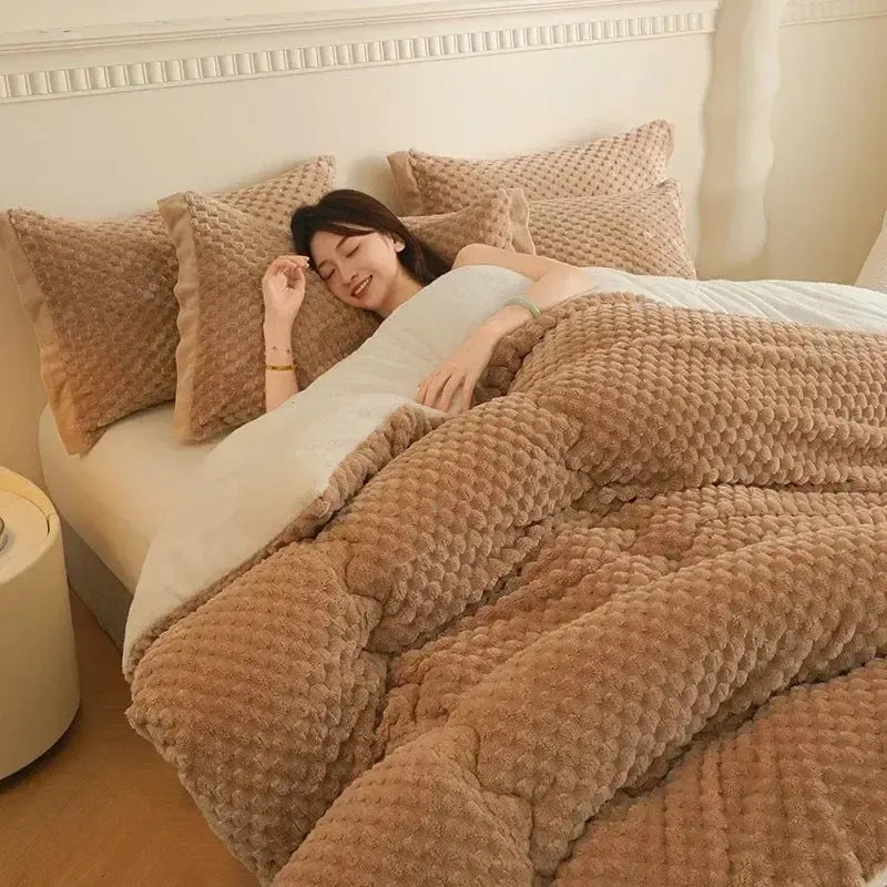 Couverture matelassée Gaufrée crème de café-Atelier Matelassé