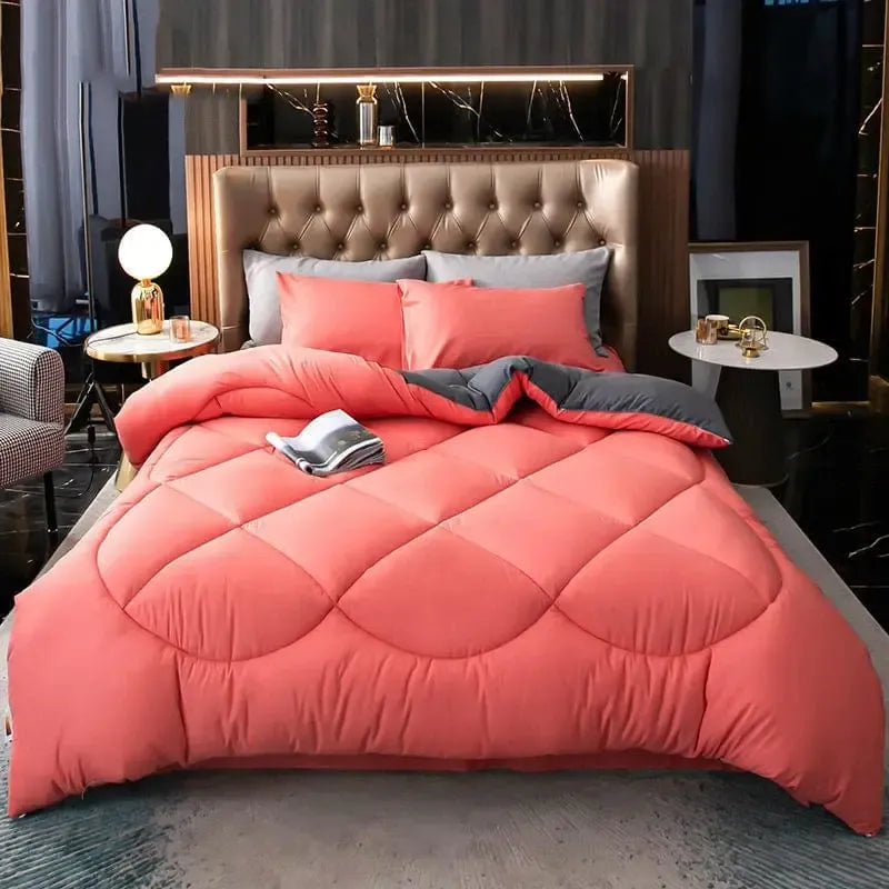 Couverture matelassée réversible Rose bonbon & Gris-Atelier Matelassé