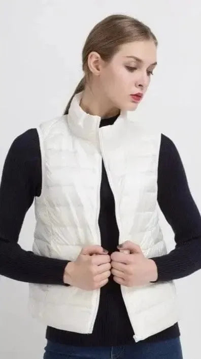 Doudoune blanche femme sans manche-Atelier Matelassé