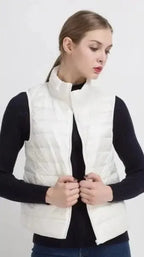 Doudoune blanche femme sans manche-Atelier Matelassé