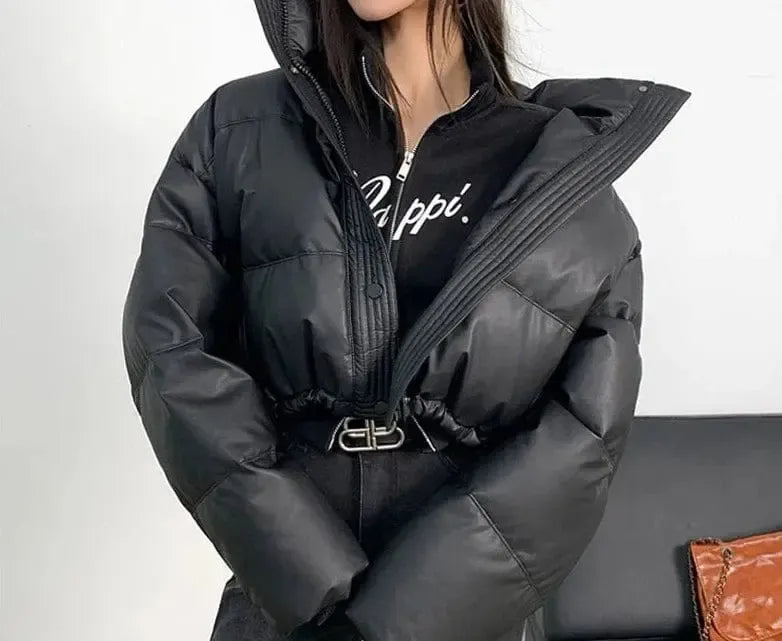 Doudoune courte femme noir-Atelier Matelassé