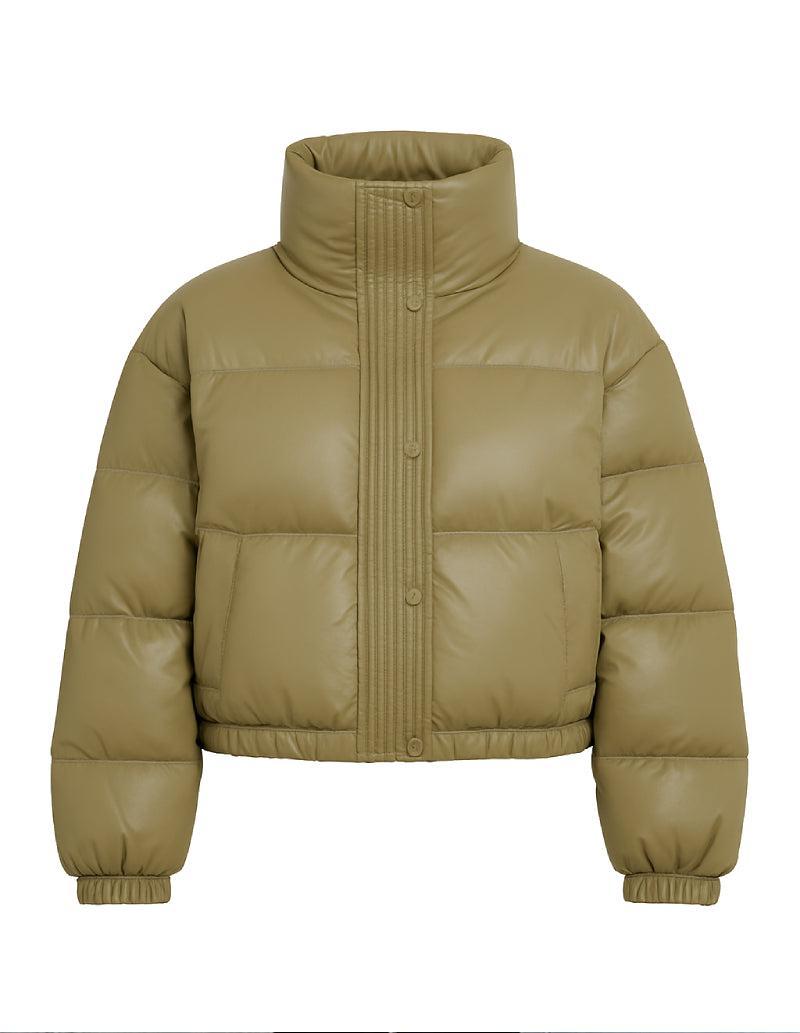 Doudoune courte kaki femme-Atelier Matelassé