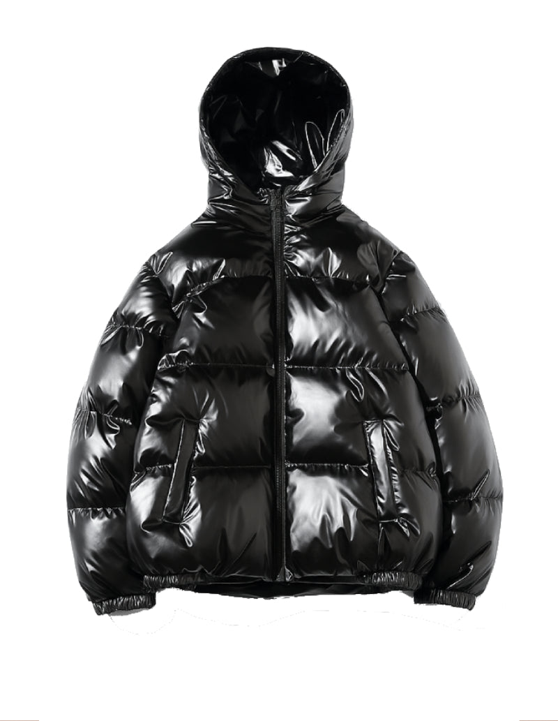 Doudoune noire brillante femme-Atelier Matelassé