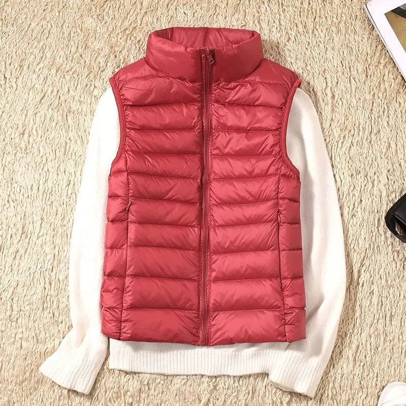 Doudoune rouge sans manche femme-Atelier Matelassé