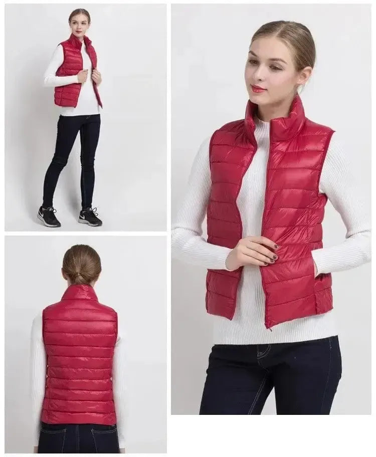 Doudoune rouge sans manche femme-Atelier Matelassé