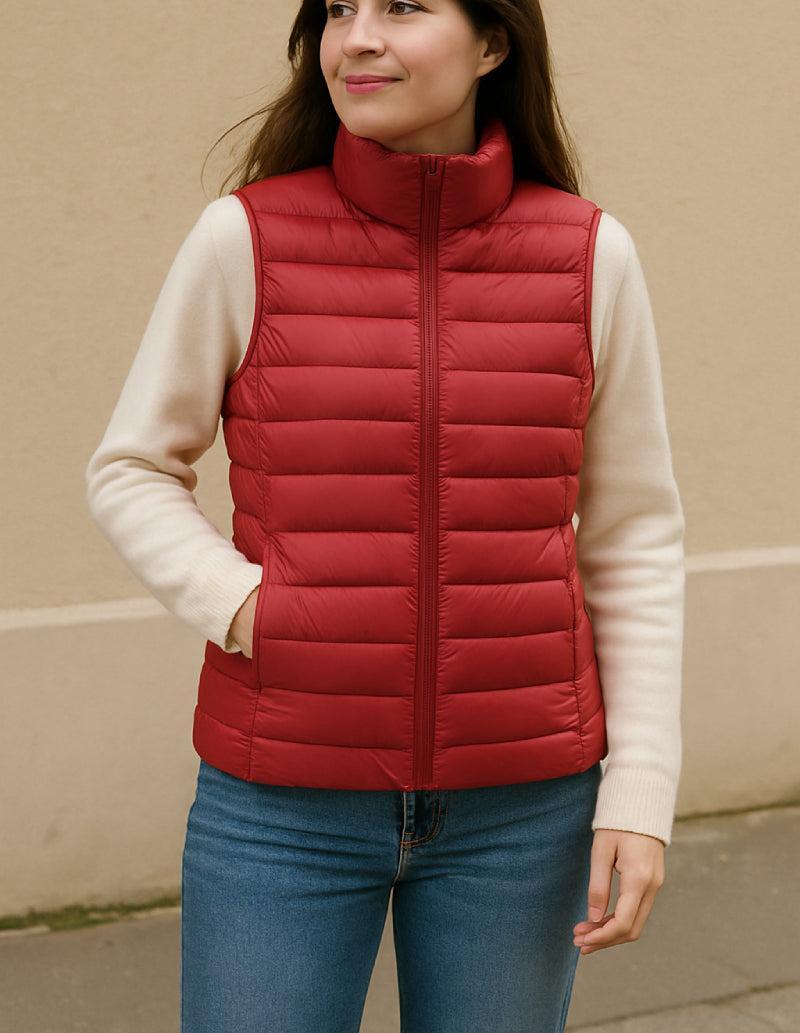 Doudoune rouge sans manche femme-Atelier Matelassé