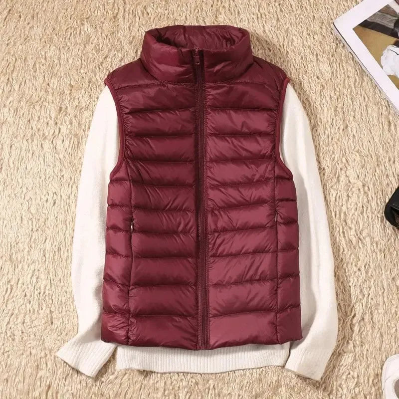 Doudoune sans manche bordeaux femme-Atelier Matelassé