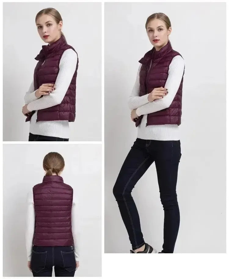 Doudoune sans manche bordeaux femme-Atelier Matelassé