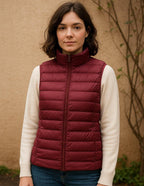 Doudoune sans manche bordeaux femme-Atelier Matelassé