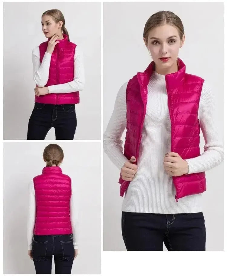 Doudoune sans manche femme rose-Atelier Matelassé