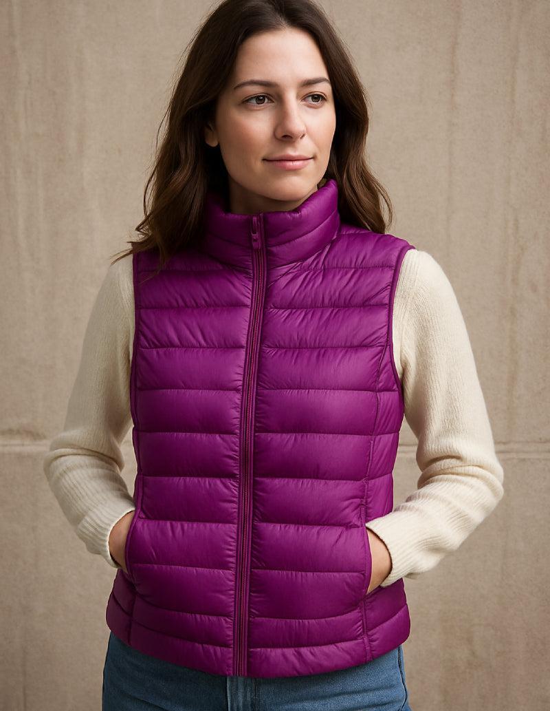 Doudoune sans manche femme violette-Atelier Matelassé