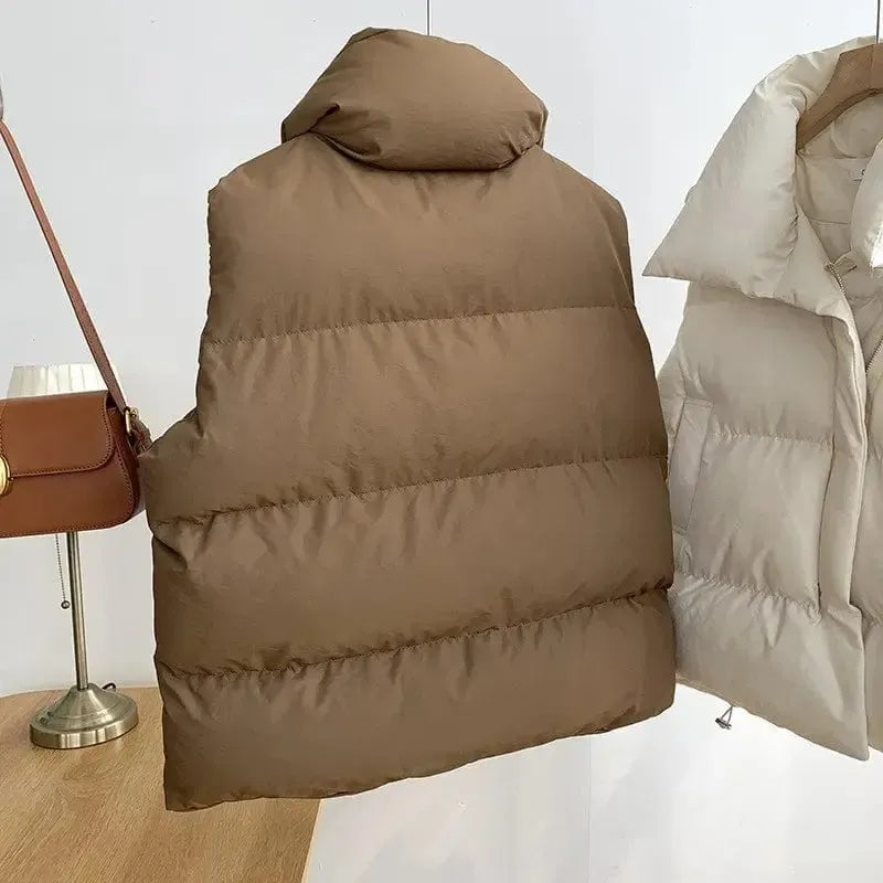 Doudoune sans manche marron femme-Atelier Matelassé