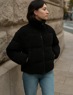 Doudoune velours noir femme-Atelier Matelassé