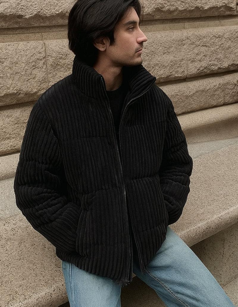 Doudoune velours noir homme-Atelier Matelassé