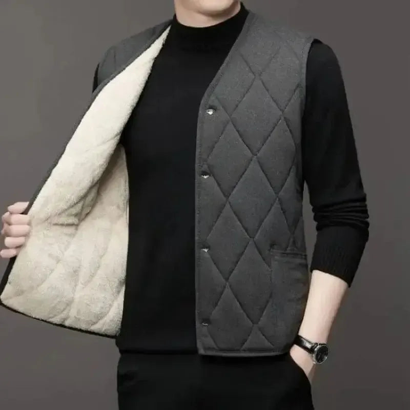 Gilet homme sans manche gris-Atelier Matelassé