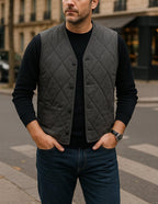 Gilet homme sans manche gris-Atelier Matelassé