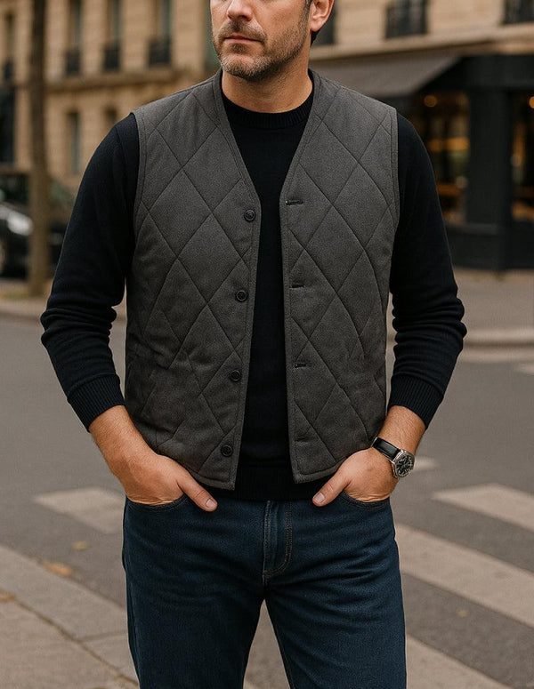 Gilet homme sans manche gris Atelier Matelassé