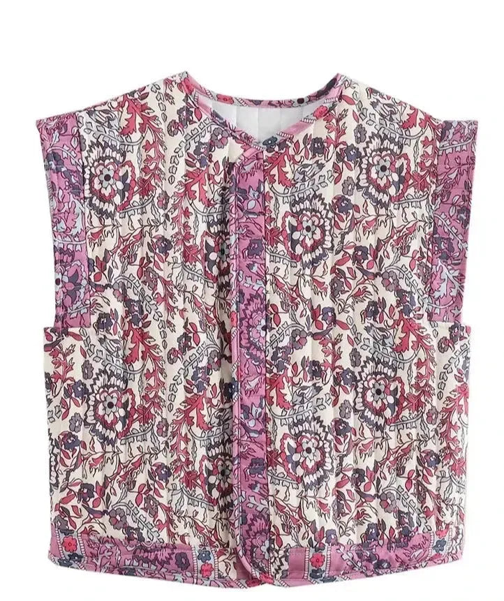 Gilet matelassé sans manche Fleurie-Atelier Matelassé