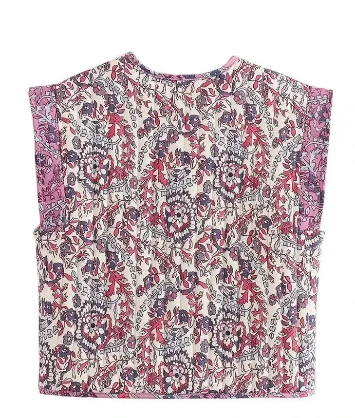 Gilet matelassé sans manche Fleurie-Atelier Matelassé