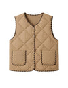 Gilet matelassé sans manche mi-saison café-crème-Atelier Matelassé