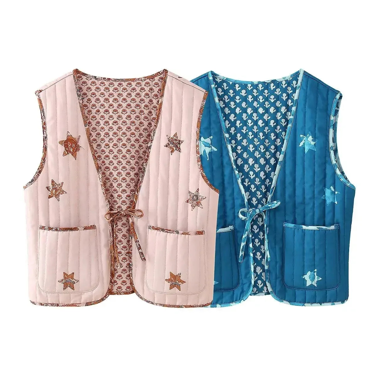 Gilet matelassé sans manche réversible-Atelier Matelassé