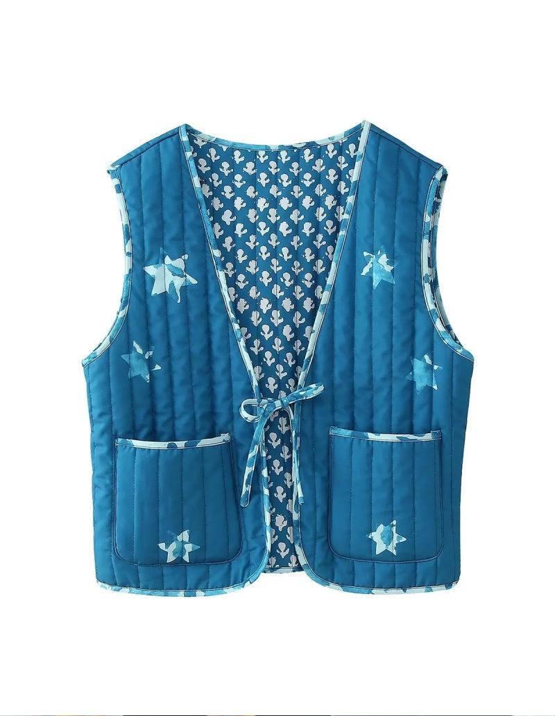 Gilet matelassé sans manche réversible-Atelier Matelassé