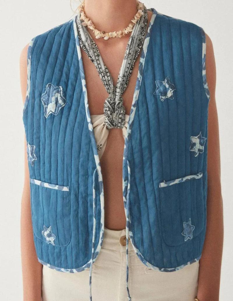 Gilet matelassé sans manche réversible-Atelier Matelassé