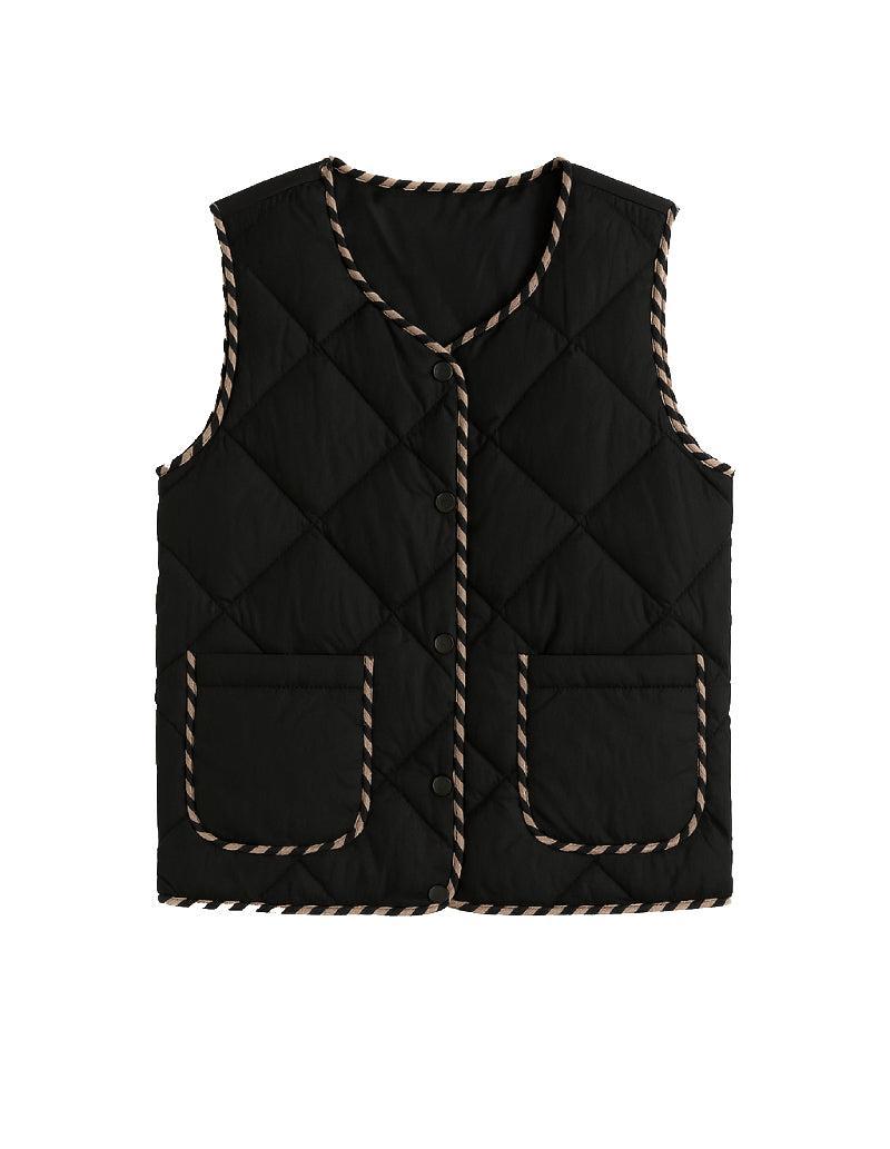 Gilet noir sans manche femme-Atelier Matelassé