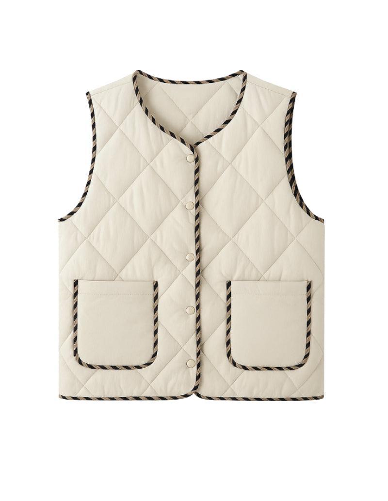 Gilet sans manche femme beige-Atelier Matelassé