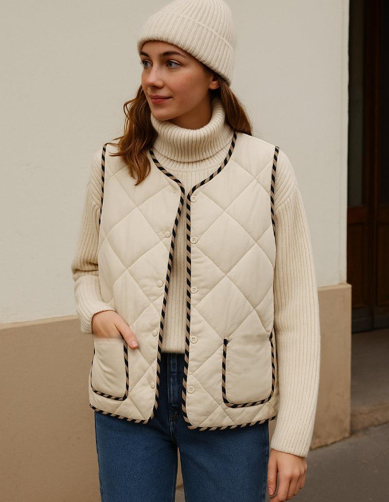 Gilet sans manche femme beige
