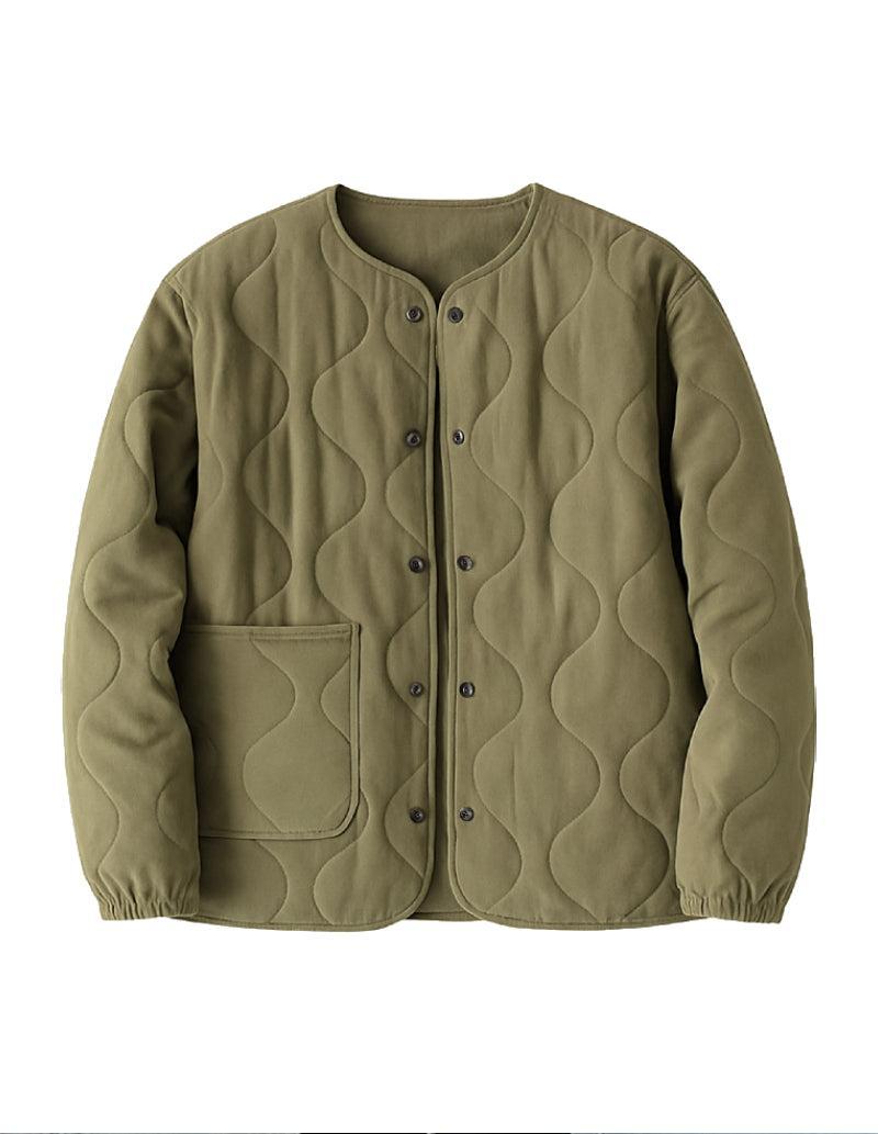 Jacket Matelassé sans col Kaki-Atelier Matelassé