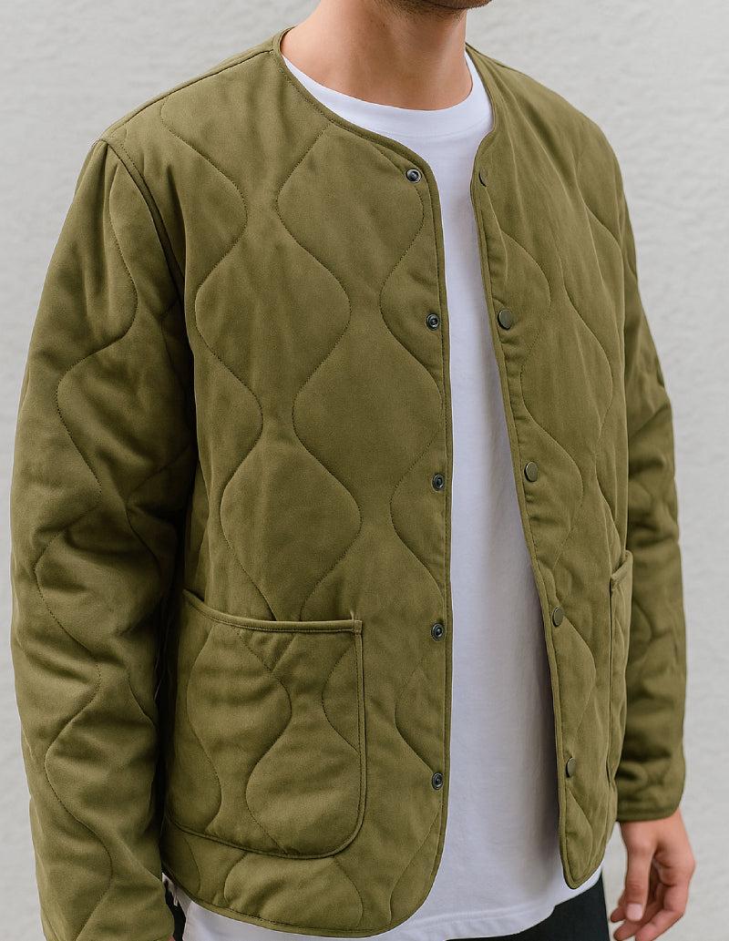 Jacket Matelassé sans col Kaki